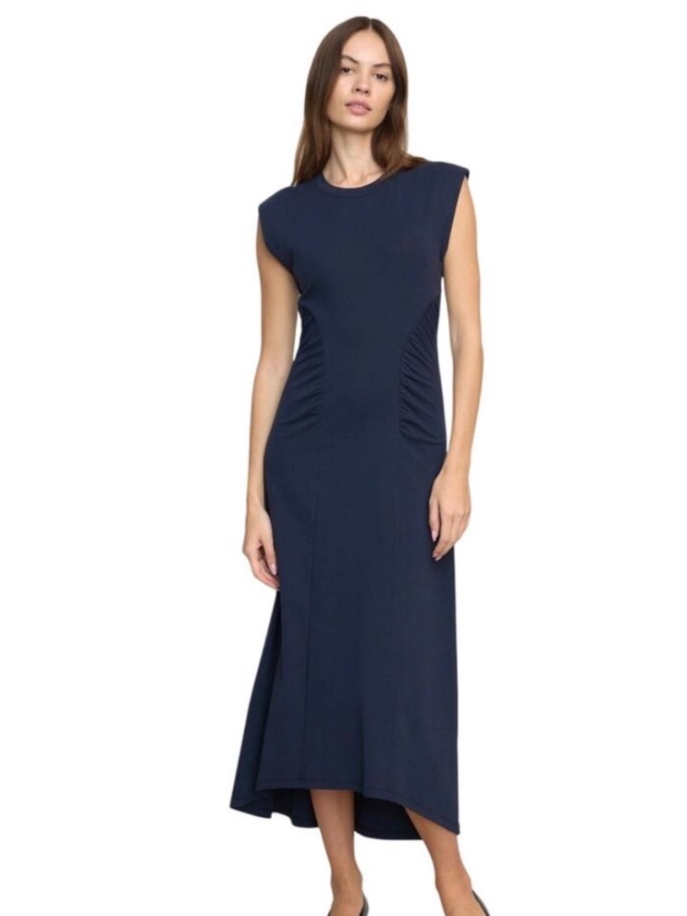 Modern Citizen Navy Ruched Waist Midi Dress M